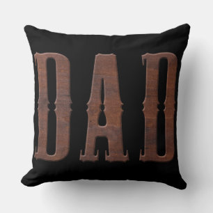 Wood Carved Letters DAD   Father's Day Throw Pillow