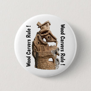 Wood Carvers Rule Fancy Photo Designed Button