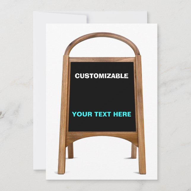 Wood & Chalkboard Standing Sign Customize Invitation (Front)
