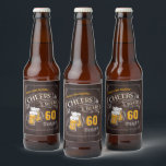 Wood Cheers And Beers Any Age Birthday Beer Bottle Label<br><div class="desc">Stylish cheers and beers to 60 years typography design on brown wood grain background,  custom it with your own text,  fun and unique,  great for any age adult birthday party for men,  or anniversary party for any occasion.</div>