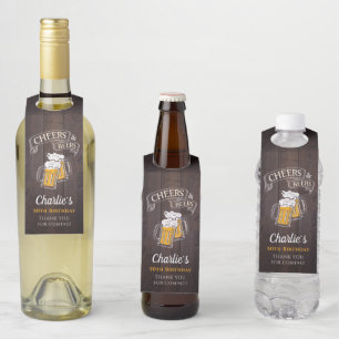 Wood Cheers And Beers Any Age Birthday Bottle Tag