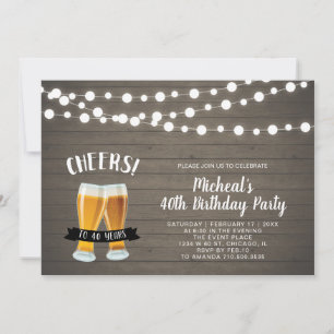 Wood Cheers, Beer 40th/50th Birthday Party Invitation