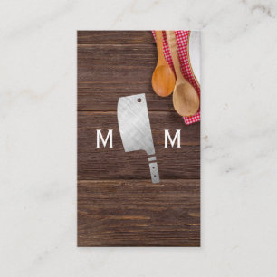 Wood   Chef Knife Monogram Business Card