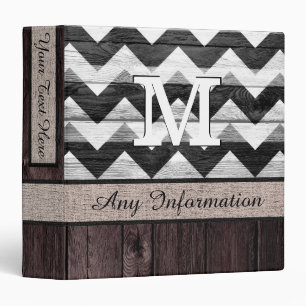 Wood Chevron Pattern Monogram #4 Binder