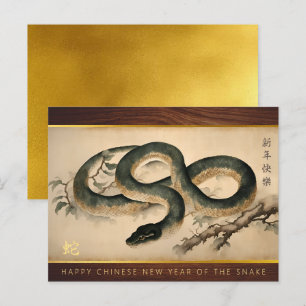 Wood Chinese New Year of the Snake 2025 HGC Holiday Postcard