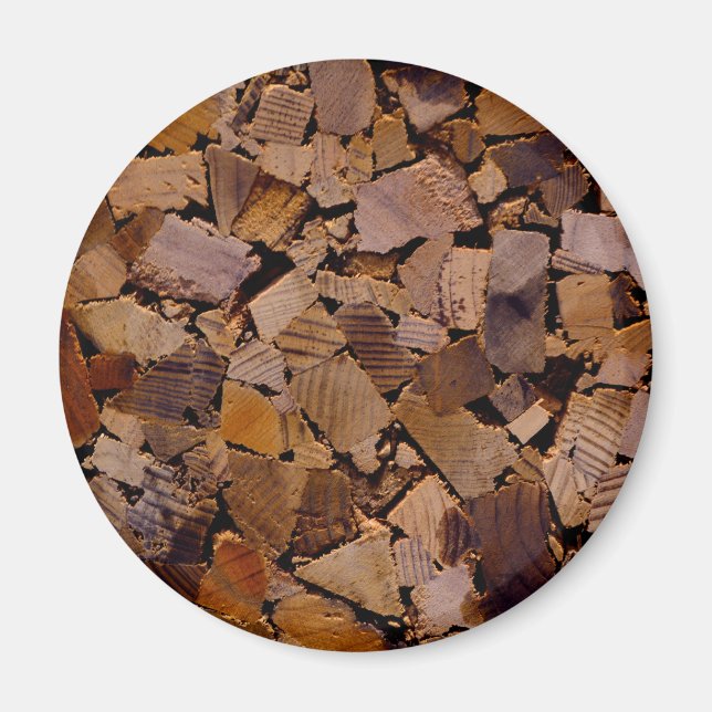 Wood chips, wood grain, wood pattern magnet (Front)