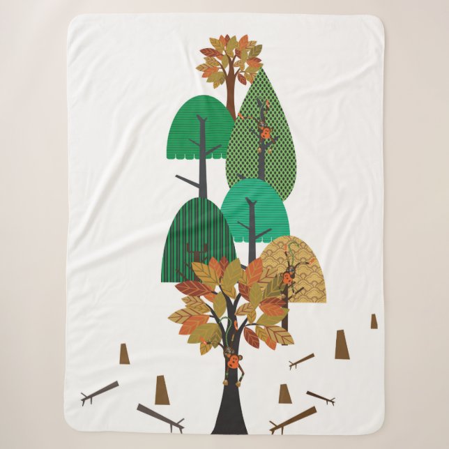 wood chopping sherpa blanket (Front)