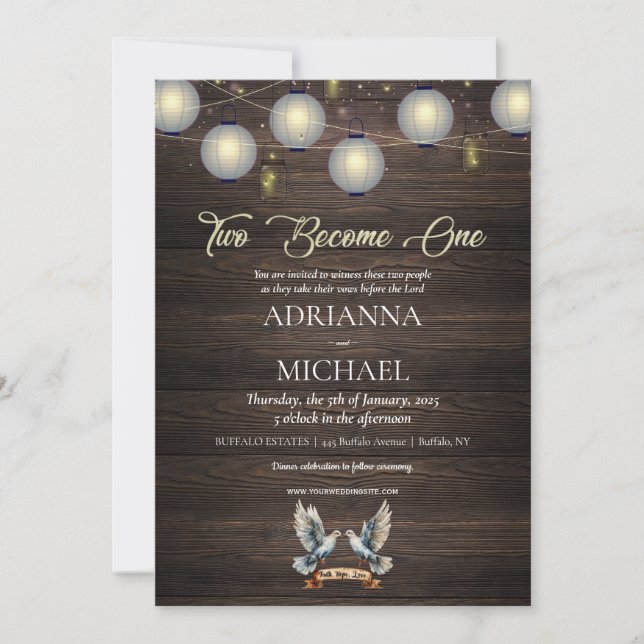 Wood Christian Religious Wedding Invitation (Devant)