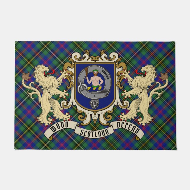 Wood Clan Badge & Tartan   Doormat (Front)