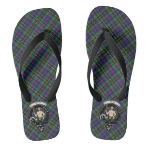Wood Clan Badge & Tartan Flip Flops