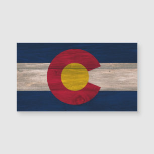 Wood Colorado flag rectangle magnet pack