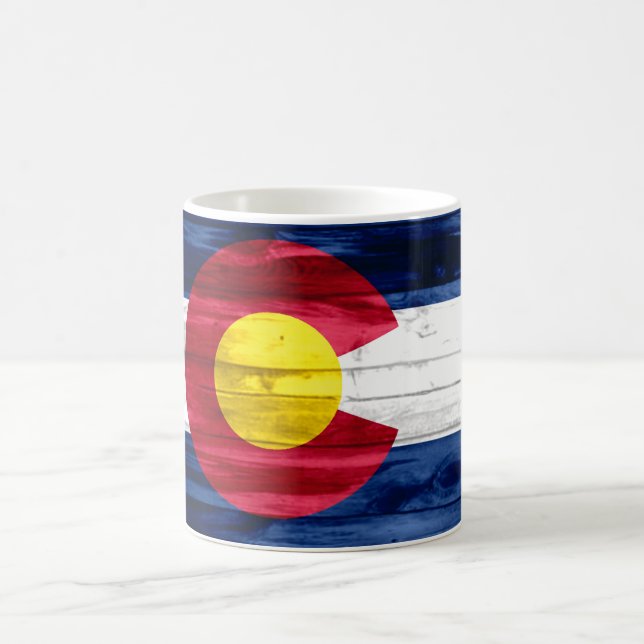 Wood Colorado flag rustic coffee mug cup (Center)