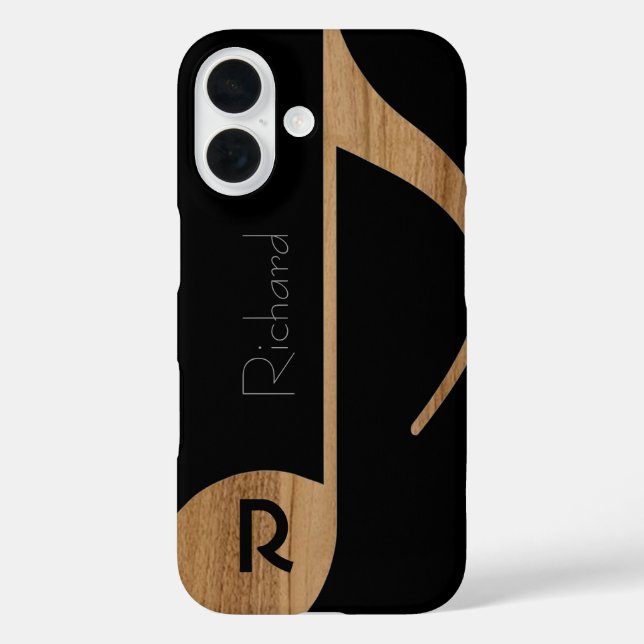 wood-colour music note with custom name Case-Mate iPhone case (Back)