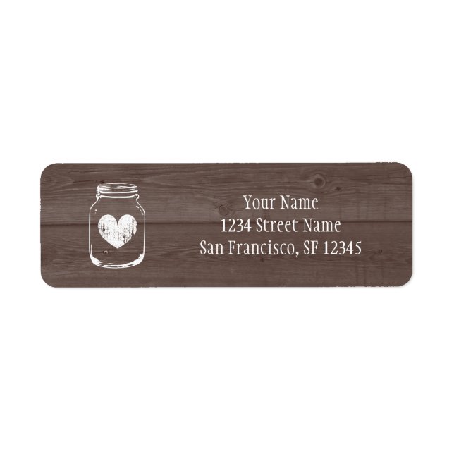 Wood country chic mason jar Return Address labels (Front)