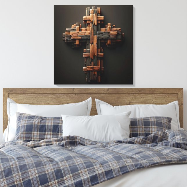 Wood Cross Canvas Art (Insitu(Bedroom))