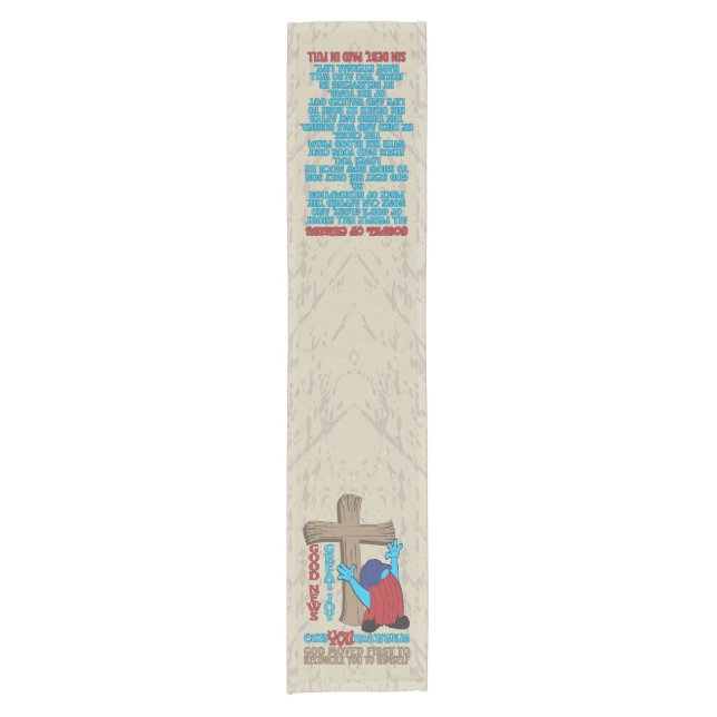 Wood Cross Cuz You Matter Gospel T-Shirt Short Table Runner (Front)