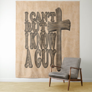 Wood Cross of Christ 3d Christian Design Tapestry