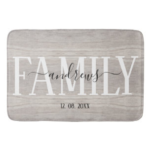 Wood Custom Family Name signature  Bath Mat