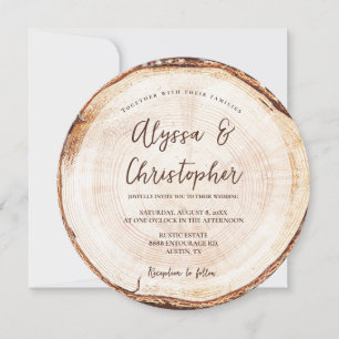 Wood Cut Grain Custom Rustic Wedding  Invitation