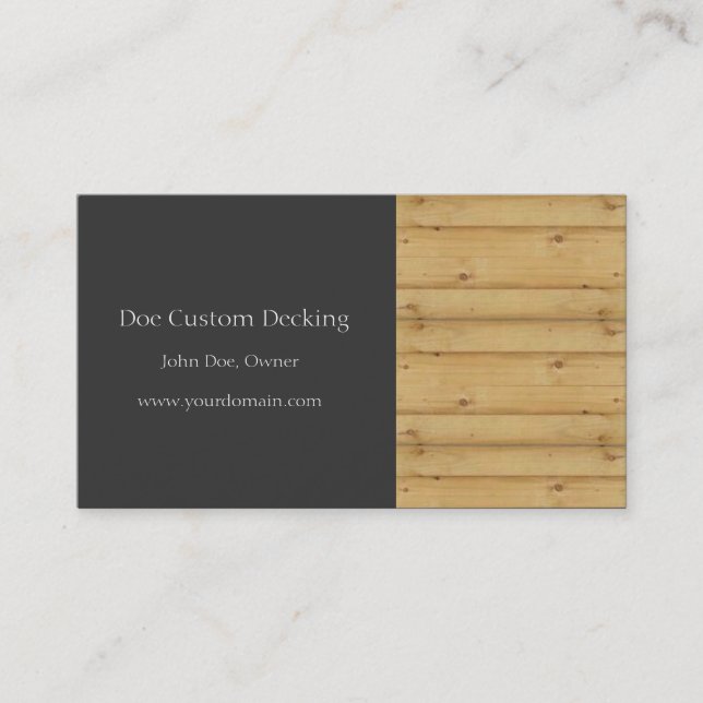 Wood Deck/Decking Contractor/Graphite Business Card (Front)