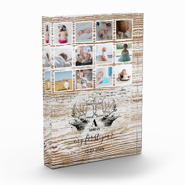 Wood Deer Baby's First Year Photo Collage (Left)