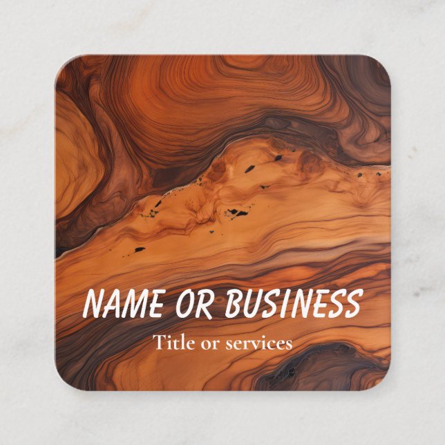 Wood detail square business card (Front)