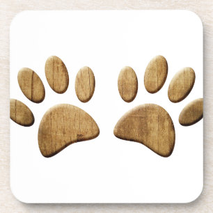 Wood Dog Paw Print Coaster