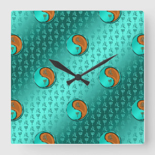 Wood Dog Square Wall Clock