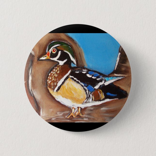 WOOD DUCK 2 INCH ROUND BUTTON (Front)
