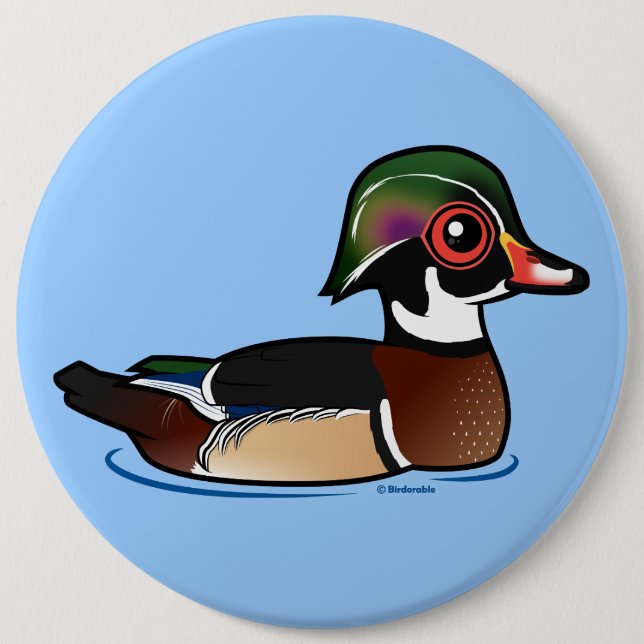 Wood Duck 6 Inch Round Button (Front)