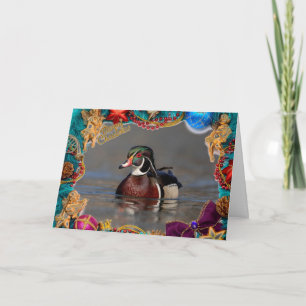 Wood Duck Drake on a Christmas Card