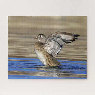 Wood Duck flapping her wings Jigsaw Puzzle
