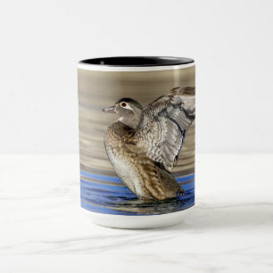 Wood Duck flapping her wings Mug