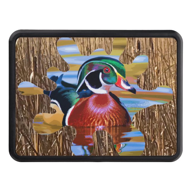 Wood Duck Hitch Cover, Duck Hunting Trailer Hitch Cover (Front)