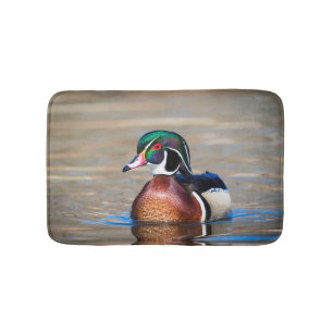 Wood Duck in a pond Bath Mat