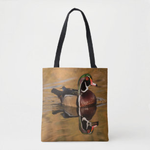 Wood Duck on Golden Lake Tote Bag