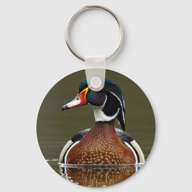 Wood Duck on Water Keychain (Front)
