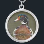 Wood Duck on Water Silver Plated Necklace<br><div class="desc">Beautiful Wood Duck floating on the water</div>