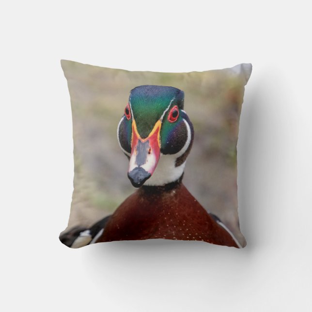Wood Duck Throw Pillow (Front)