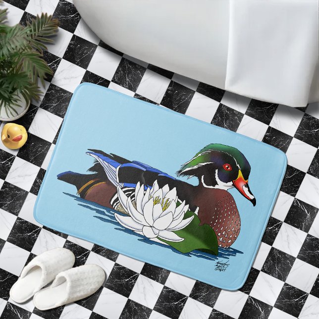 Wood Duck Water Lily Bath Mat (Creator Uploaded)