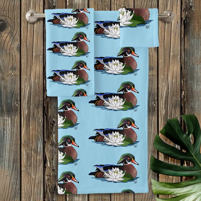 Wood Duck Water Lily Bath Towel Set (Creator Uploaded)