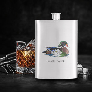Wood Duck Water Lily Hip Flask