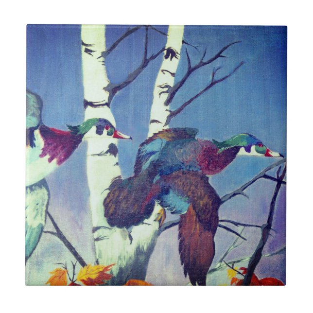 Wood Ducks in Flight Tile (Front)