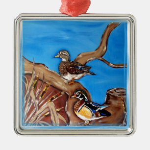 WOOD DUCKS METAL ORNAMENT