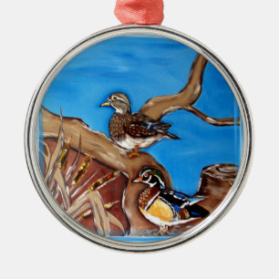 WOOD DUCKS METAL ORNAMENT