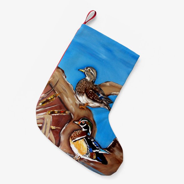 Wood Ducks Small Christmas Stocking (Front (Hanging))