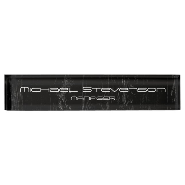 Wood Effect Black Professional Desk Nameplate (Front)