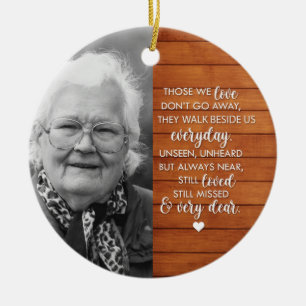 Wood Effect Personalized Photo Memorial  Ceramic Ornament