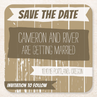 Wood Effect Save the Date Coaster