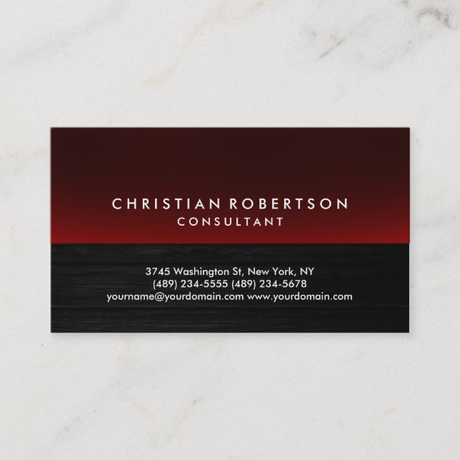 Wood Effet Grey Red Cute Consultant Carte de visit (Devant)